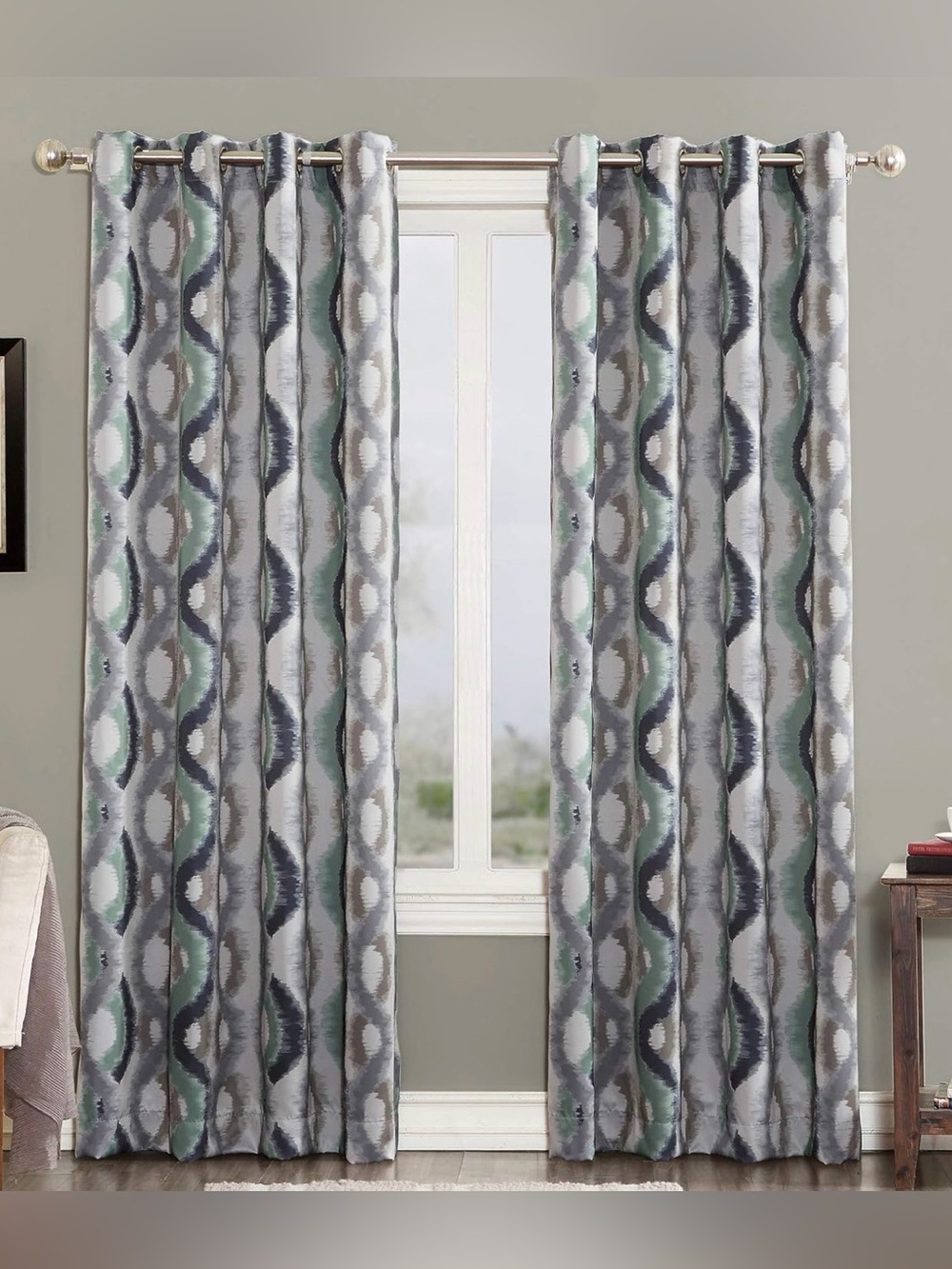 Sun Zero Burbank Watercolor (2) 54”x63” Energy Efficient Grommet Curtain Panels